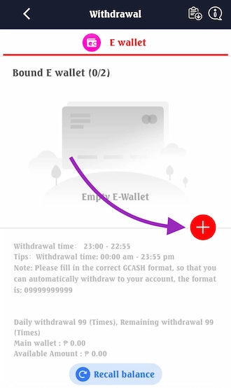 Step 1: Go to the Withdrawal page and click the plus icon to add your wallet address.